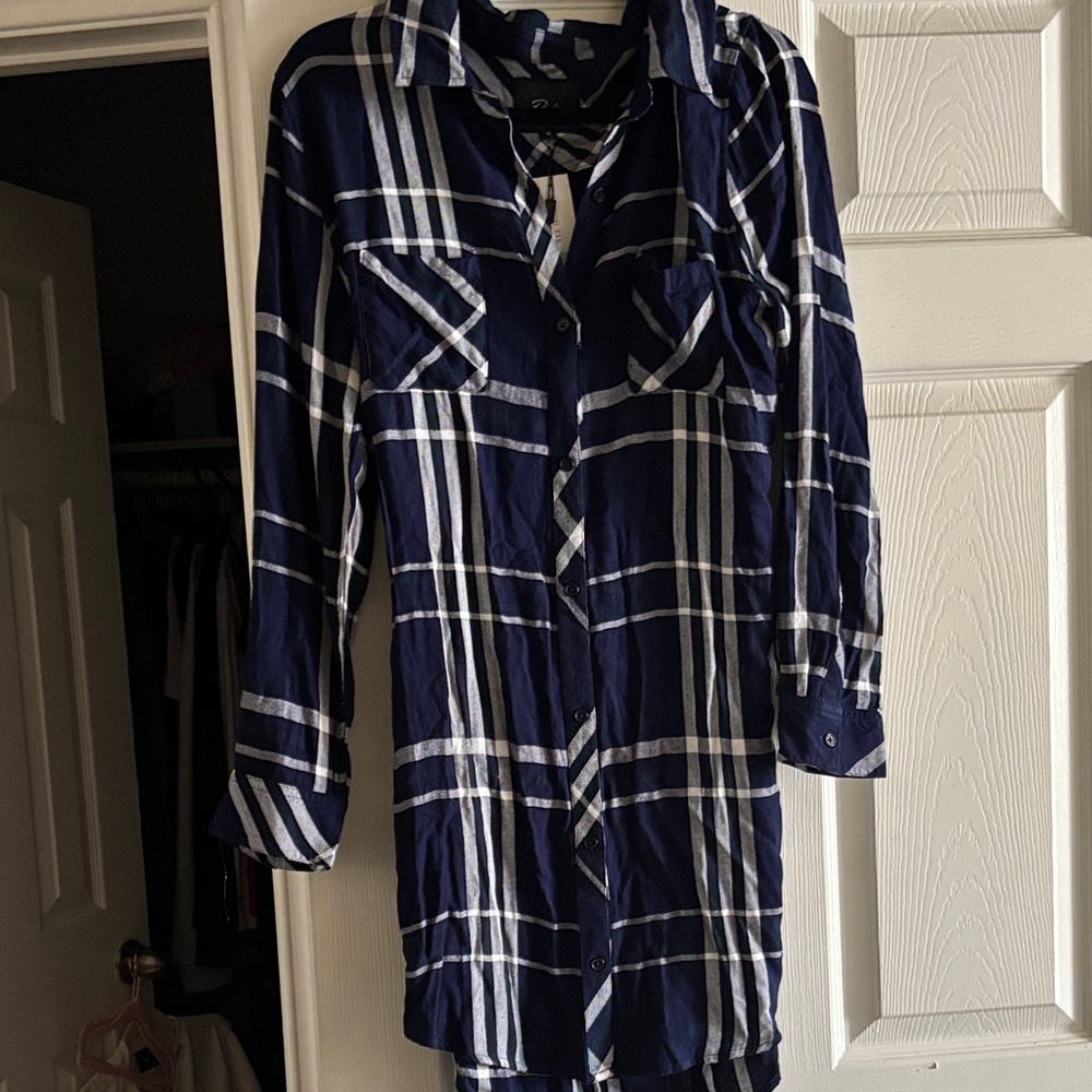 Rails Navy and White Plaid Dress